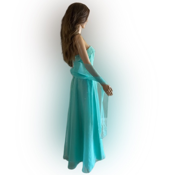 Mori Lee Designer  Women's Strapless Embellished Formal Dress Sea Green Size 7/8 - Picture 4 of 16